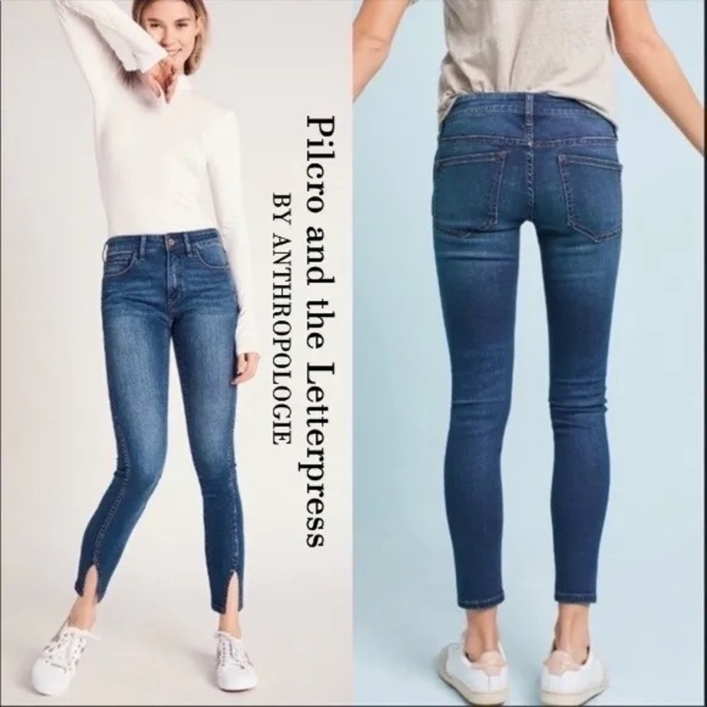 Anthropologie Pilcro and the Letterpress Stet‎ Mid Rise Split Hem Jeans Sz 28